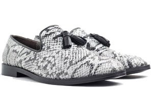 PYTHON EMBOSSED TASSELED LOAFER