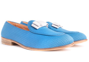 BLUE PATTERNED FABRIC LOAFER
