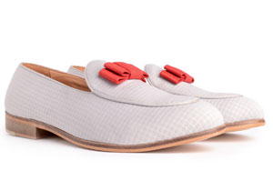 LIGHT GRAY PATTERNED FABRIC LOAFER