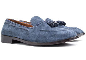 NAVY SUEDE CORDED LOAFER