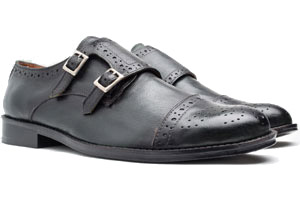 ANTIQUED DARK BOTTLE GREEN TOECAP DOUBLE MONK