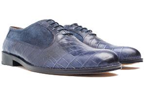 BLUE WHOLE CUT OXFORD WITH SUEDE UNDERLAY